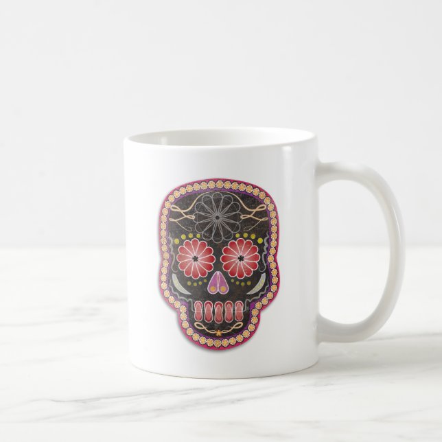 Skalle för Folk konst - day of the dead Kaffemugg (Höger)