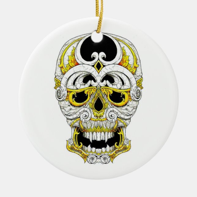 Skalle för prydnad för kallt julgransprydnad keramik (Framsidan)