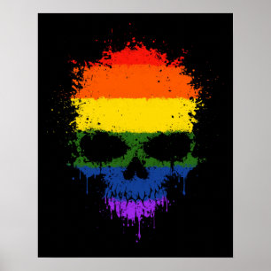 Skalle för Splatter för gay prideregnbåge Poster