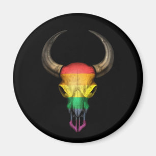 Skalle för tjur för regnbågeflaggagay pride på magnet