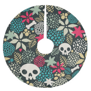 Skalle i blommor julgransmatta borstad polyester