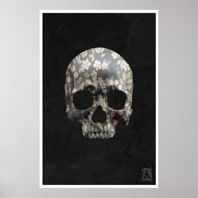 Skalle konsttryck Blommig, USA, Svamp Skallar Poster (Framsidan)