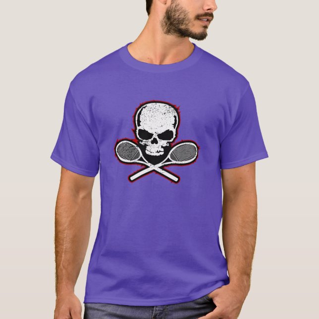 Skalle & korsad RacquetstennisT-tröja T Shirt (Framsida)
