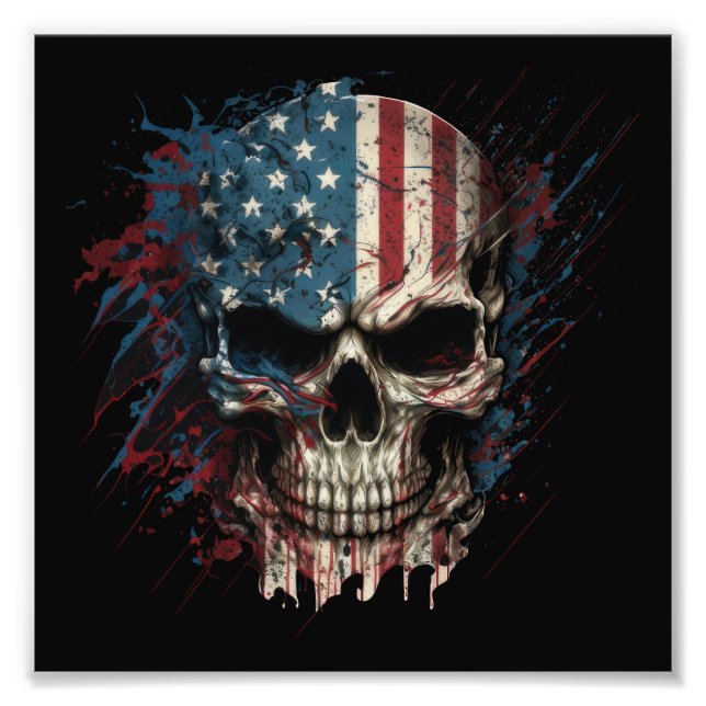 skalle-med-amerikan-flagga-it fototryck (Framsidan)