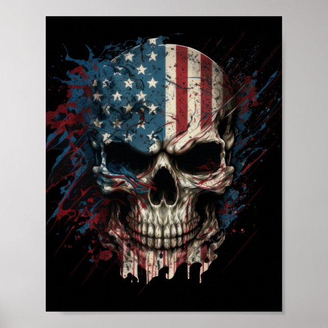 skalle-med-amerikan-flagga-it poster (Framsidan)