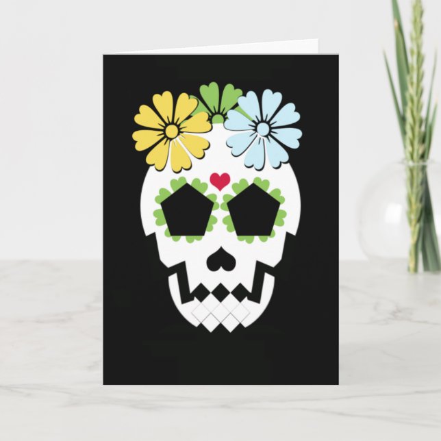 Skalle med blommor kort (Framsida)