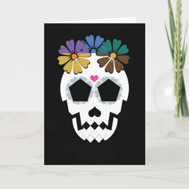 Skalle med blommor kort (Framsida)
