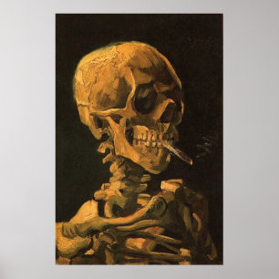 Skalle med cigarettaffischtrycket poster