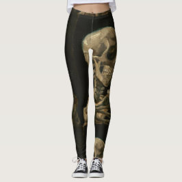 Skalle med den brinna cigaretten av Van Gogh Leggings