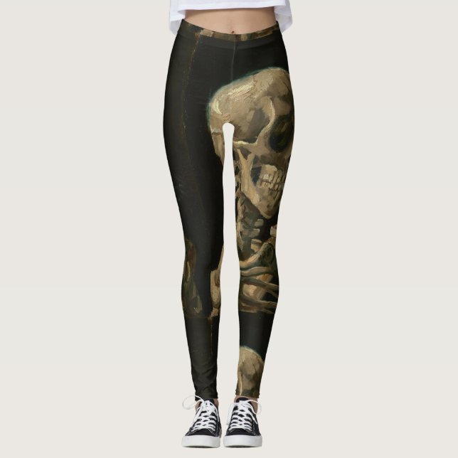 Skalle med den brinna cigaretten av Van Gogh Leggings (Framsida)