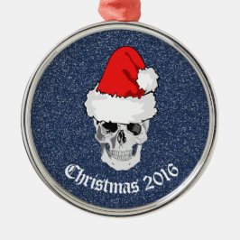 Skalle med den Santa hatten "jul 20xx ", Julgransprydnad Metall