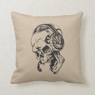 Skalle med headphonen kudde