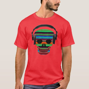 Skalle med hörlurar -- T-tröja T Shirt