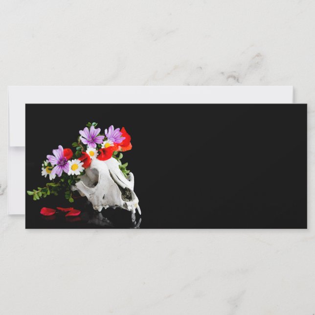 Skalle med krans av vild blomma (Framsida)