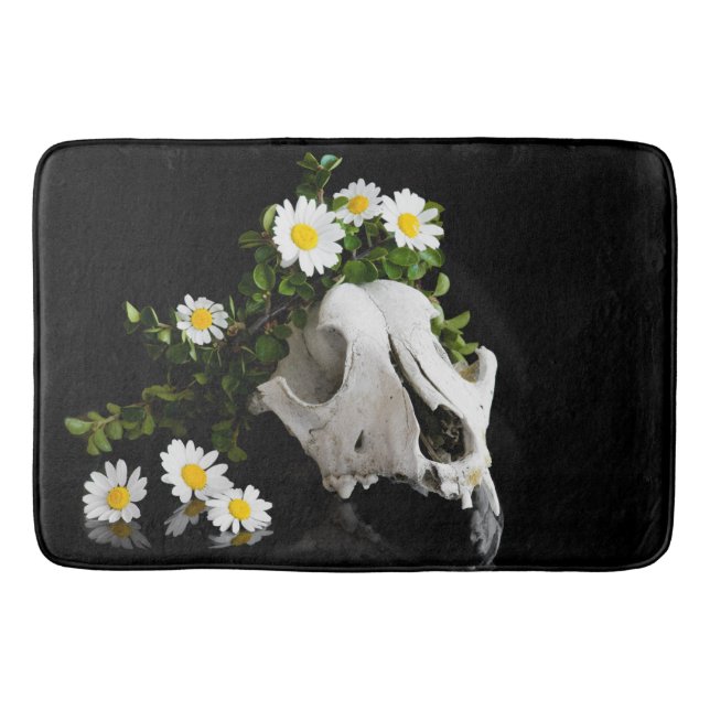 Skalle med krans av vild blomma badrumsmatta (Framsidan)