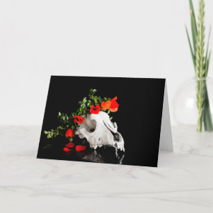 Skalle med krans av vild blomma helgkort