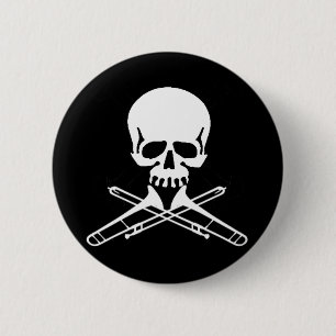 Skalle med Trombones som Crossbones Knapp