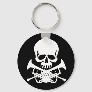 Skalle med trumpeter som Crossbones Nyckelring