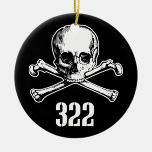 Skalle och ben 322 julgransprydnad keramik