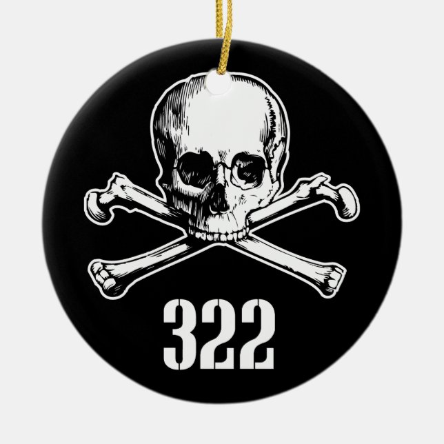 Skalle och ben 322 julgransprydnad keramik (Framsidan)