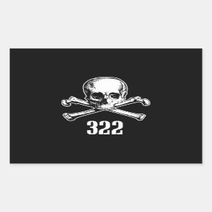 Skalle och ben 322 rektangulärt klistermärke