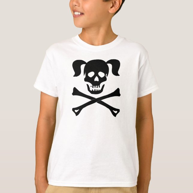 Skalle och Crossbones för flicka svart med T-shirt (Framsida)