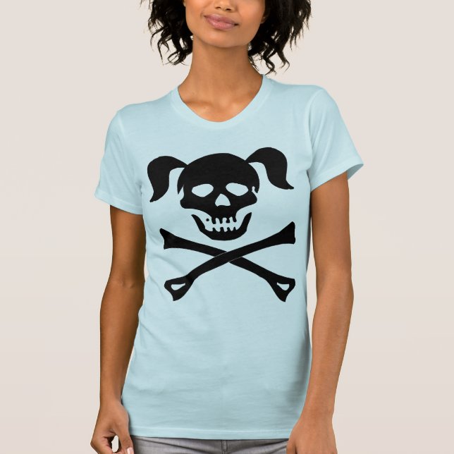 Skalle och Crossbones för flicka svart med Tee Shirt (Framsida)