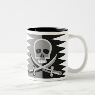 Skalle och Crossbones med roligt piratordstäv Två-Tonad Mugg