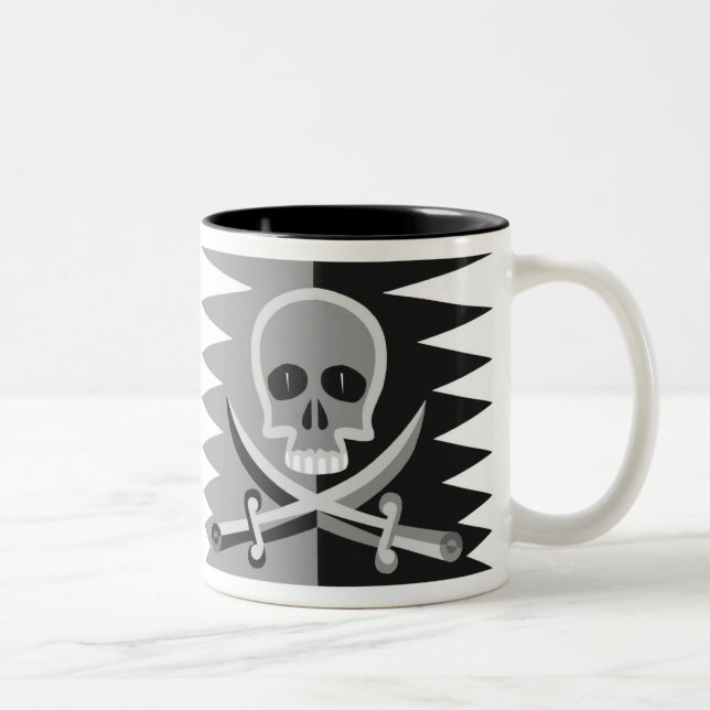 Skalle och Crossbones med roligt piratordstäv Två-Tonad Mugg (Höger)