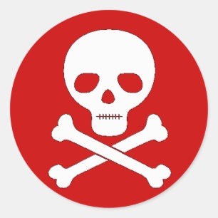 Skalle och Crossbones Runt Klistermärke