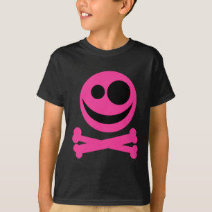 Skalle och Crossbones. Shock rosa och Black. T Shirt