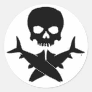 Skalle och Crossbones vid Patternwear© Runt Klistermärke