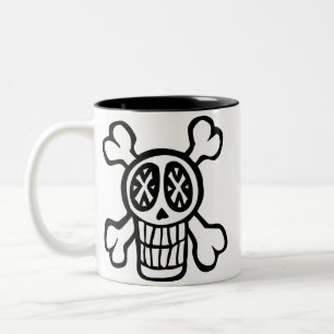 skalle och crossbonesmugg Två-Tonad mugg