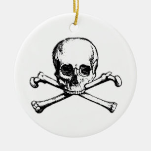 Skalle- och Crossbonespiratsymbol Julgransprydnad Keramik