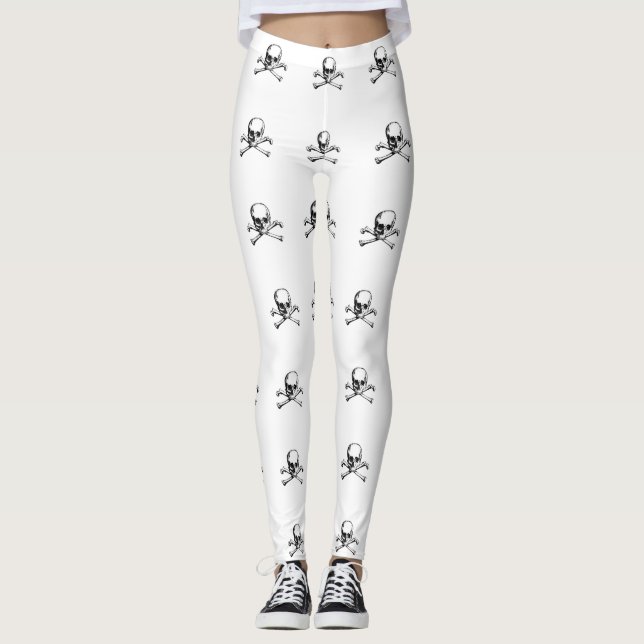 Skalle- och Crossbonespiratsymbol Leggings (Framsida)