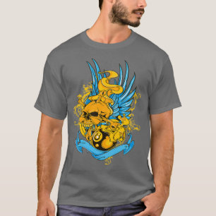Skalle och flammande miljardspel t shirt