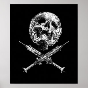 Skalle och injektionssprutor poster