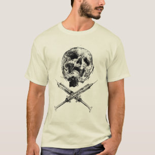 Skalle och injektionssprutor t-shirt