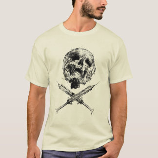 Skalle och injektionssprutor t-shirt