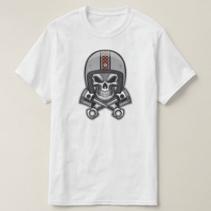Skalle och korsad pistong t shirt