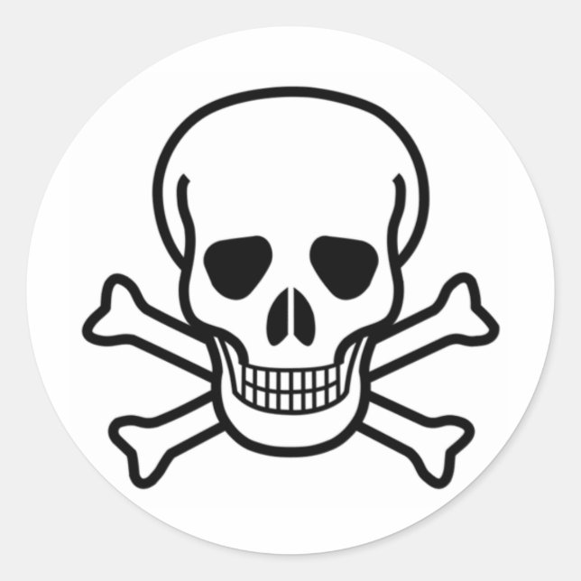 skalle och korsben runt klistermärke (Framsida)