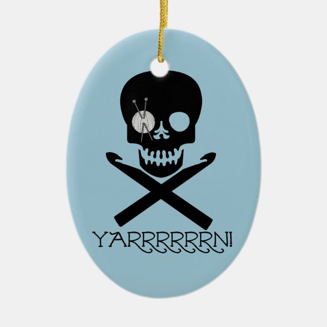 Skalle och krokar julgransprydnad keramik (Framsidan)
