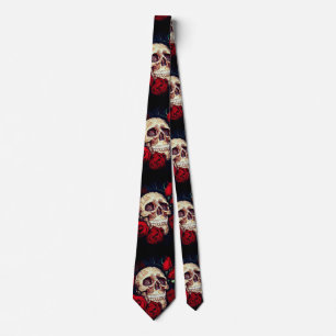 skalle- och röd rosmanar tie slips