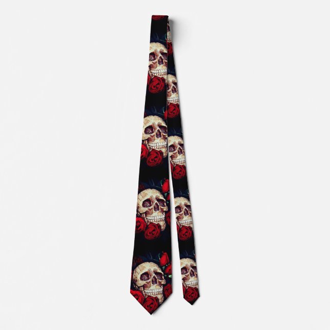 skalle- och röd rosmanar tie slips (Framsida)