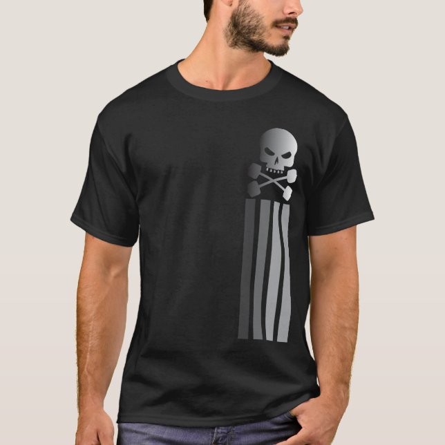 Skalle och skivstångskjorta - lodrätrandskjorta tee shirt (Framsida)