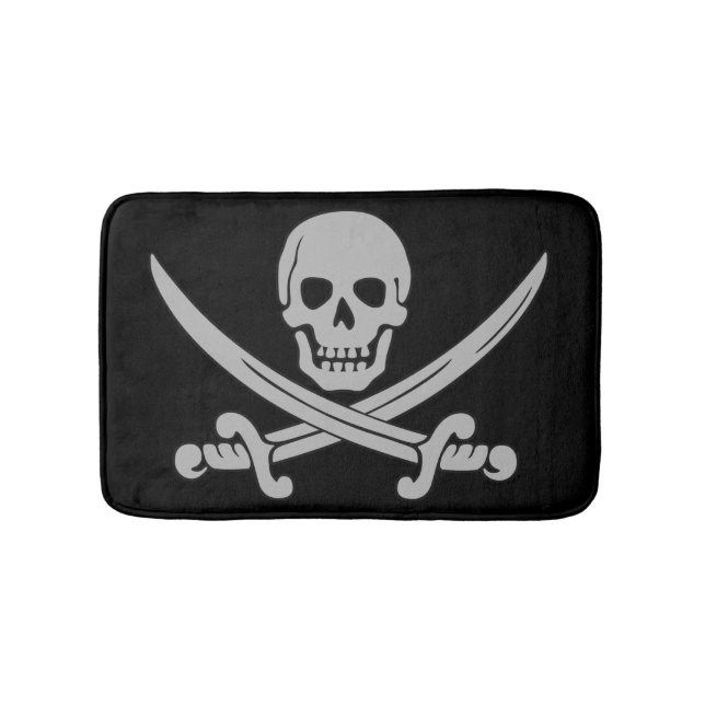 Skalle- och svärdpiratbadmatta badrumsmatta (Framsidan)
