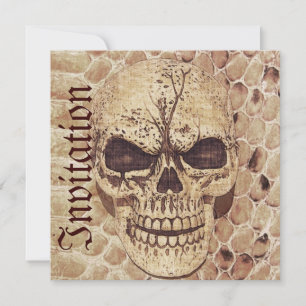 skalle på en inbjudan till snakeskin halloween