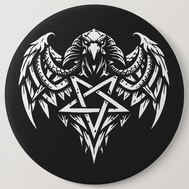 Skalle Pentagram Tribal av BurnsInhell Knapp (Framsida)