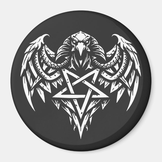 Skalle Pentagram Tribal av BurnsInhell Magnet (Framsidan)