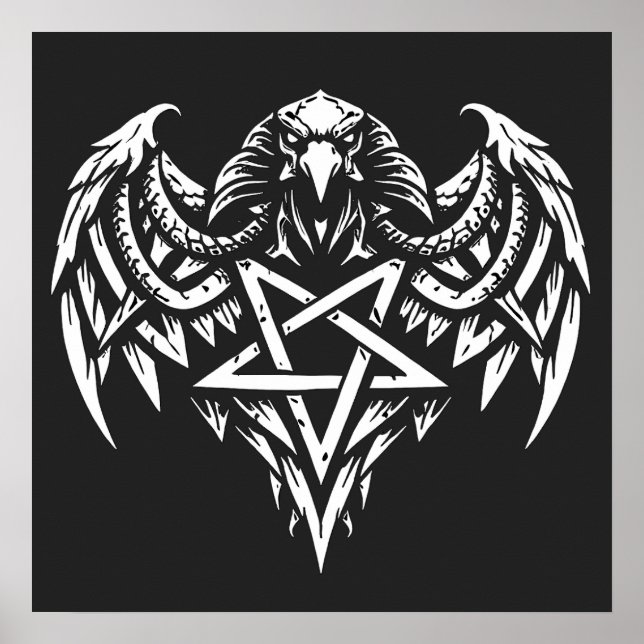 Skalle Pentagram Tribal av BurnsInhell Poster (Framsidan)